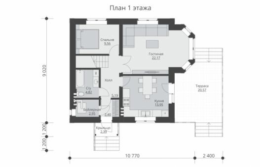 Двухэтажный дом с террасой и балконом